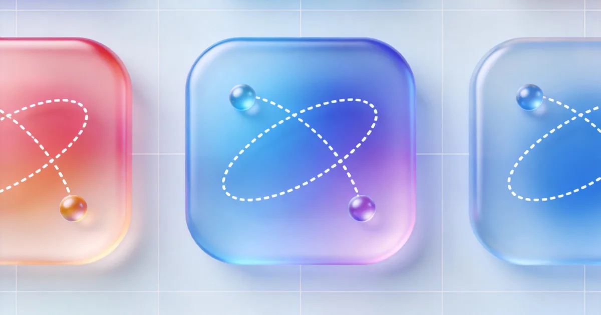 12 枚真实 App 图标排成网格，其中三枚带弧形运动轨迹，表现 Logo 动画